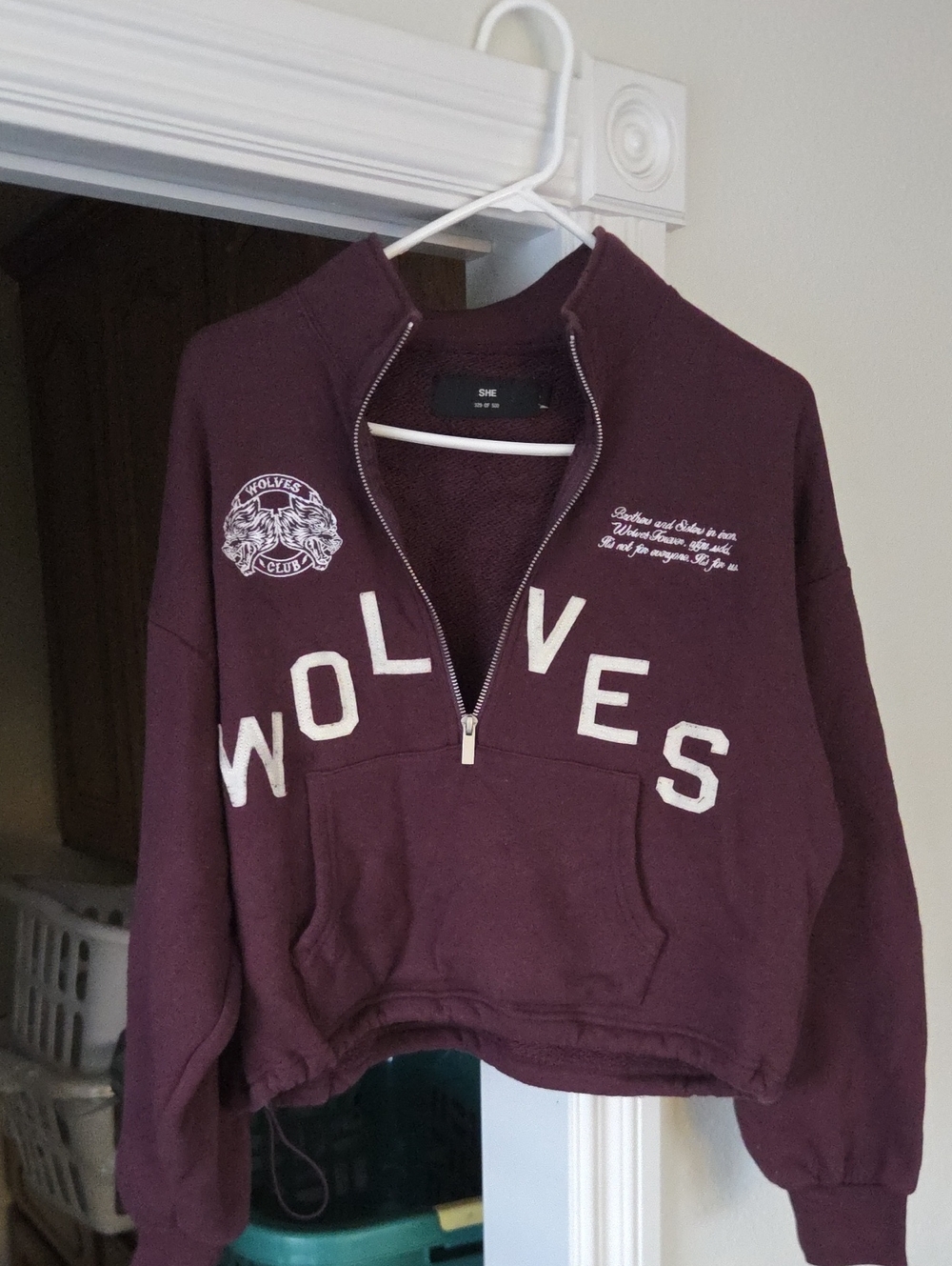 Burgundy Darc Sport 'WOLVES' Half-Zip Sweatshirt